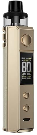 VooPoo Drag H80S Kit, 80W, DTL Vape Kit **18650mAh Battery Sold Separately** - Vape Kit, Vaping, Ecigarette, Ecig - No Nicotine, 2ml TPD Version. (Golden)