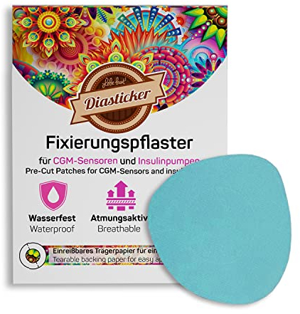 Diasticker® | Overpatch Fixierpflaster 7cm (20 Stück, Hellblau) - Freestyle Libre 3, Dexcom G7, Katheter | Wasserfest - Atmungsaktiv - Starker Halt | Sensor-Patch, Fixierung, Tape, Pflaster