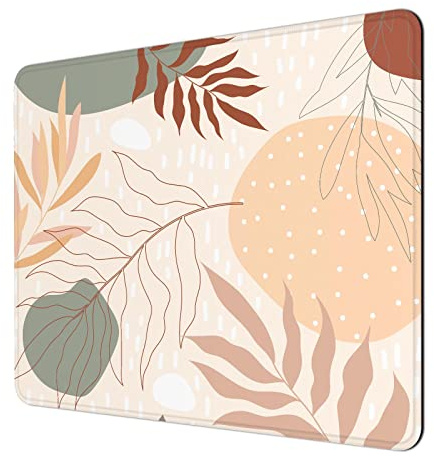 Niniubye Mauspad, 30% dickeres Computer-Pad im Boho-Stil, rutschfestes Gummi-Mauspad mit genähten Kanten für Gaming, Büro, Laptop, PC, Damen und Herren, 20,3 x 25,4 cm dick, 5 mm, beige abstrakte