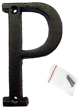roslyong 3 Inch Cast Iron House Letter P, Vintage Metal Address Letter for Outside, Outdoor House Numbers and Letters with Matching Screws for Door, Mailbox, Gate, Garage & Farmhouse Sign