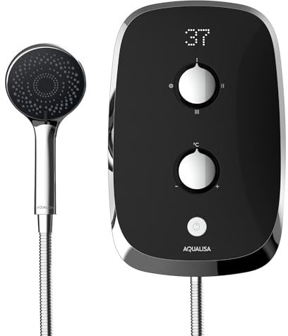 Aqualisa e-Motion Midnight Black Electric Shower Digital Display 3 Spray Patterns 9.5KW