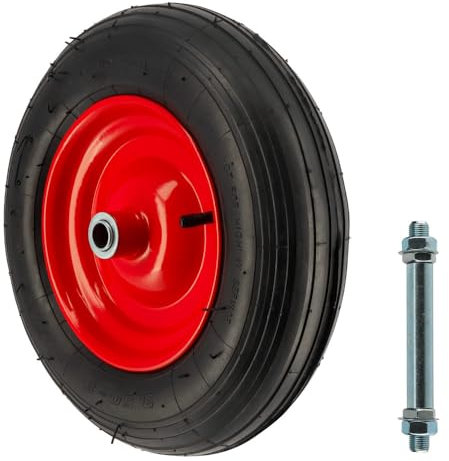 Oxeo Roue de brouette Gonflable avec axe 20mm - diamètre 380 mm - Charge Max 195 kg - Jante Acier