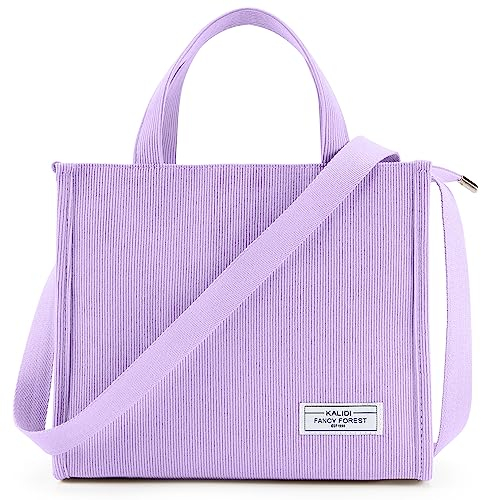 KALIDI Cord Tasche Umhängetasche Damen mit Reißverschluss, Handtasche Schultertasche Shopper für Schule Arbeit Alltag Lässige