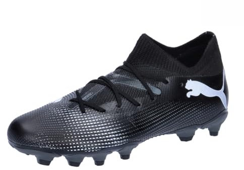 Puma Unisex Youth Future 7 Match Fg/Ag Jr Soccer Shoes, Puma Black-Puma White, 28 EU
