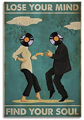 yydds Vintage-Poster Lose Your Mind Find Your Soul, inspirierendes Poster, Leinwand, Wandkunstdruck, ästhetische Raumdekoration, Heimbüro-Dekoration, 20 x 30 cm, ohne Rahmen
