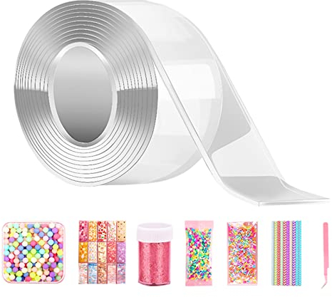 Nano Tape Bubbles Set, Bubble Tape für Kinder, Nano Tape Ball, Nano Tape Bubbles, Doppelseitiges Traceless Nano Klebeband Transparent DIY Craft Ideas to Blow Bubbles für Mädchen Jungen Kinder (1)