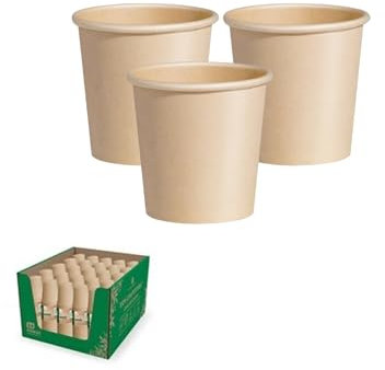 Eco & Natural 1000 Vasos Cartón Desechables De 120 ml, 100% Biodegradables, Reciclables - Vasos Cartón para Café, Agua, Apto Bebidas Calientes, Color Marrón, Vasos Ideal Para Oficina, Camping