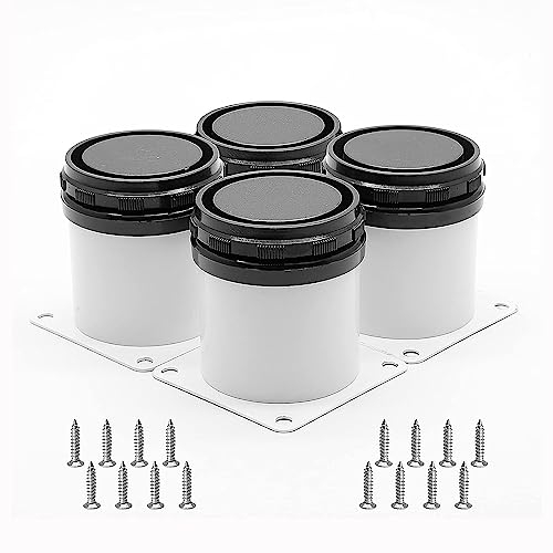 Vebetter Pieds de Meubles, 4 Pièces Pied de Meuble Reglable, Pied de Table Carré Blanc pour Pieds d'armoire Pieds Buffet Pieds D'étagère 60 mm, Épaissir Les Pieds d'armoire Pieds de Table, Vis Inclus