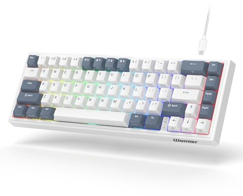 Womier 60% Percent Mechanical Gaming Keyboard with Hot Swappable, Wired, POM Linear Switches, LED Custom Creamy, PBT Keycaps for Mac/Win, White