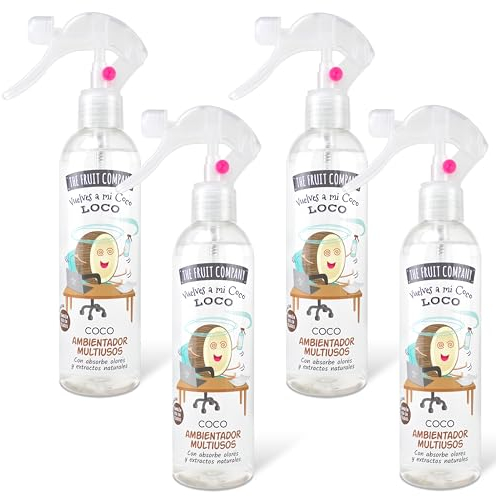 The Fruit Company - Ambientador Spray, Coco, Pack de 4 Unidades de 250ml (1000ml)