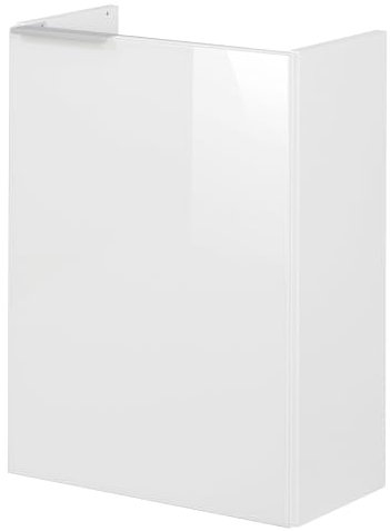FACKELMANN Kara Waschbeckenunterschrank schmal – Unterschrank für Waschtisch im Gäste-WC (44 cm x 60 cm x 24,3 cm) – Türanschlag rechts – SBC Badezimmerschrank hängend in Weiß Hochglanz