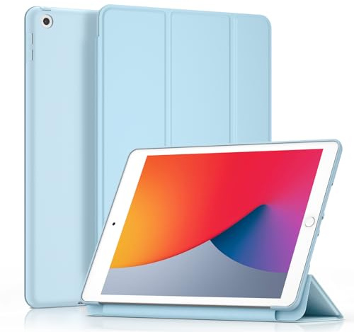 Coque pour iPad 9ème 2021/8ème 2020/7ème 2019,iPad 10,2 Pouces,Housse Étui avec Veille/Réveil Automatique pour iPad 9/8/7 (Bleu Glacier)