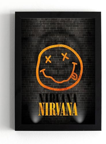Gerahmtes Poster Street Art Nirvana, amerikanische Hardrock-Band Grunge, beliebte Musik, Wandkunst, A5
