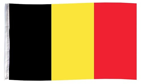 Murago - Belgien Fahne ca. 150x90cm mit Metallösen - belgische Hiss Flagge 90 x 150 cm wetterfest Fanartikel Polyester