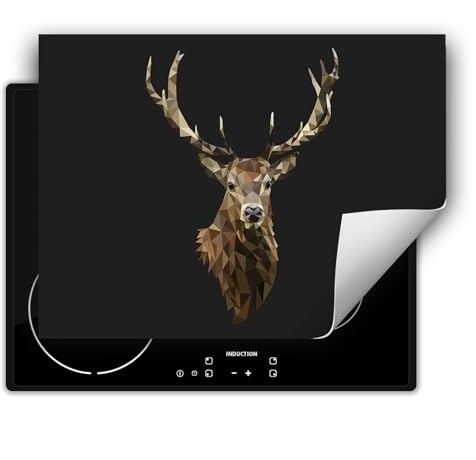 DarHaus Herdabdeckplatte 1 teilig 80x52 cm Küche Herdabdeckung Ceranfeld Herdabdeckplatten Anti Rutsch Matte Aufrollbar, dunkelgrau - Hirsch