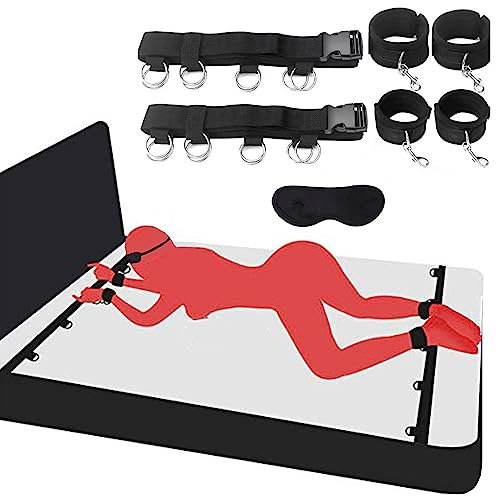 TUYMNI BDSM Bettfesseln Sex Bondage mit Augenbinde und Handschellen Fessel Set Bett SM Sex Bett Set Sex Toys fürs Bett Sex Bondage Kit für Paare Anfänger und Erfahr