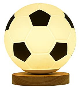 Tragbare Fußballtischleuchte, Wiederaufladbar Fußballlicht mit Stand, LED Nachtlicht für Schlafzimmer, Studium, Wohnzimmer, Fußballgeschenke für & Fußballfans (schwarz und weiß)