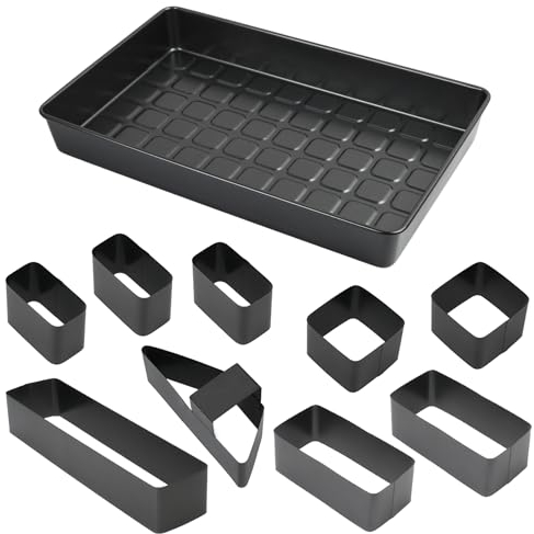 Anseom Set Teglia Componibile Lettere e Numeri, Stampo per Dolci con Numeri e Lettere, Regolabile, con Lettere e Numeri, per Feste, Compleanni, Festività, 37,5x23,8x5 cm, Nero