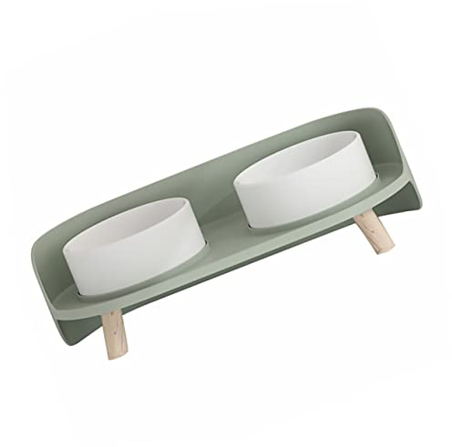 Toddmomy Gamelle en Céramique pour Animaux De Compagnie Double Bol À Pieds Hauts Design pour Chat Bol À La Menthe Mangeoire en Céramique pour Animaux De Compagnie