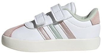 adidas Unisex Baby VL Court Shoes, FTWR White/Linen Green met./Sandy Pink met., 7.5 UK Child