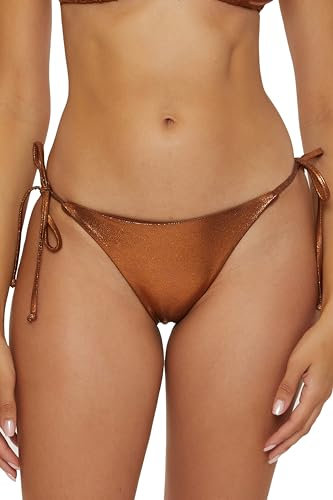 BECCA Damen Liquid Metal Tie Side Bottom, Cheeky Coverage, Swimwear Separates for Women Bikini-Unterteile, Bronze, XS