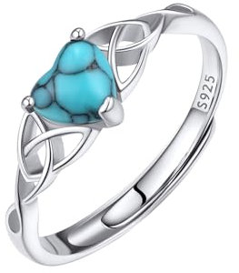 Supcare Silberring Frauen Keltischer Knotenring für Damen 925 Herz Ring mit Türkis Verstellbar Wickelring Promise Ehering Fingerring Verlorbungsring Bandring Modeschmuck für Valentinstag Weihnacht