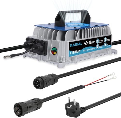KAISAL 58.4V 18A Lithium Battery Charger, 48V(51.2V) LiFePO4 Battery Charger, IP67 Waterproof, 3-Stage Smart Charging for Golf Cart, Forklift, Electric Outboard, Boat, Solar, RV, Off-Grid