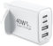 USB C Plug Fast Charge, 40W 4-Port Fast charger Plug, UK Dual Port PD Power Adapter +QC Wall Plug Multiport Mains Type C Phone Charger Plug for iPhone 16 16Pro 16ProMAX 15 14 13 Samsung iPad AirPods
