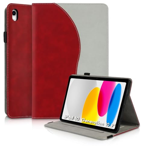 Succtopy Hülle für iPad (A16) 11. Generation 11 Zoll 2025, iPad 10. Generation 10.9 Zoll 2022 Schutzhülle Ultradünne PU Leder mit Standfunktion und Stifthalter Tablet Hülle Rot