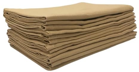 Penguin Home Set of 12 Reusable Cloth Napkins 45 x 45 cm (17X17) 100% Cotton, Solid Dyed Twill Weave, Soft and Durable, Perfect for Hotels, Restaurants & Events - Biscuit,Machine Washable
