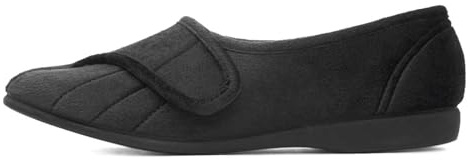 GBS Audrey Womens Black Easy Fasten Slippers