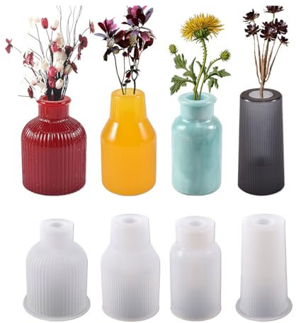 WEAXIO 4pcs Blumen Vase Silikonform, Epoxidharz Resin Vase Form Gießformen für DIY Blumen Vasen Herstellung, Home Decoration Art Craft