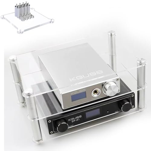 LYDBMYT Clear CD Player Stand Acrylic AV Media Stand Small Desktop Stand 2-Tier Audio Rack Entertainment Center Stereo Shelf HiFi Audio Equipment Stand