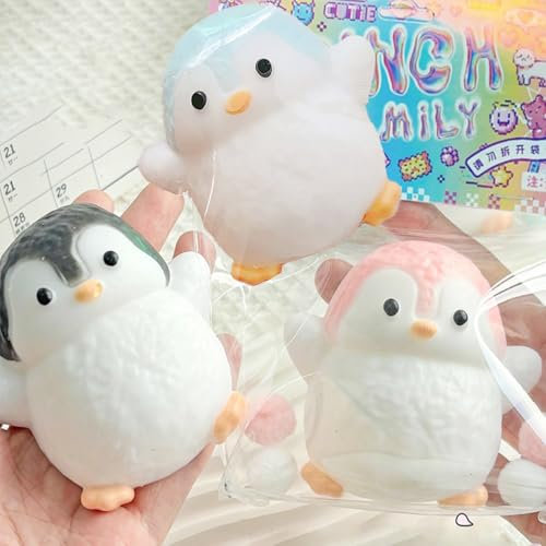 3 PCS Squishy Spielzeug, Handgemachte Pinguin Ultra Soft Squishy Fidget Spielzeug Silikon Squeeze Spielzeug für Stress Relief