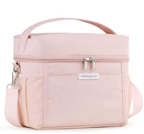 HOMESPON Kühltasche Klein 10L Faltbare Isoliert Lunchtasche für Unterwegs, Picknick, Büro & Reise Thermotasche lunch bag mit Tragegriff(Pink M)