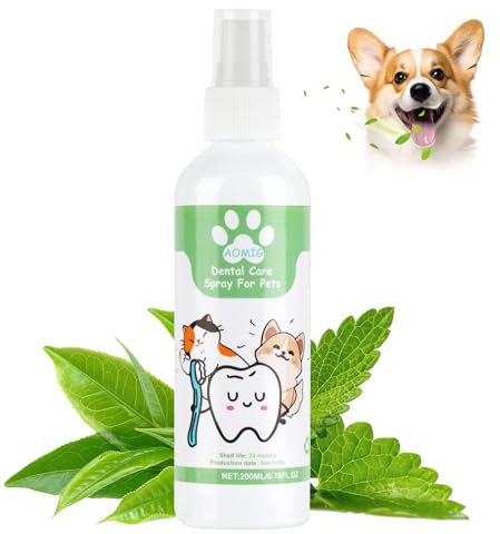 Aomig Dog Dental Spray Dog Breath Freshener Spray, Pet Oral Cleaning Spray Dental Care for Dog Teeth Cleaning Spray, Dog Plaque Remover & Dog Plaque Remover for Cat, Pet Bad Breath Cleaning Spray