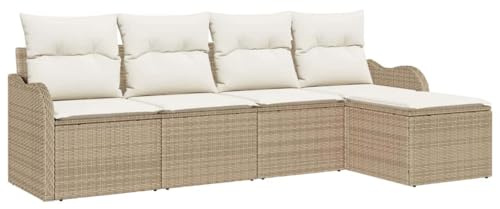 vidaXL Gartensofa-Set Beige Poly-Rattan, Garten und Terrasse, modernes rechteckiges Sofa-Set, modulares Möbel, leicht, langlebig, UV-beständige Materialien