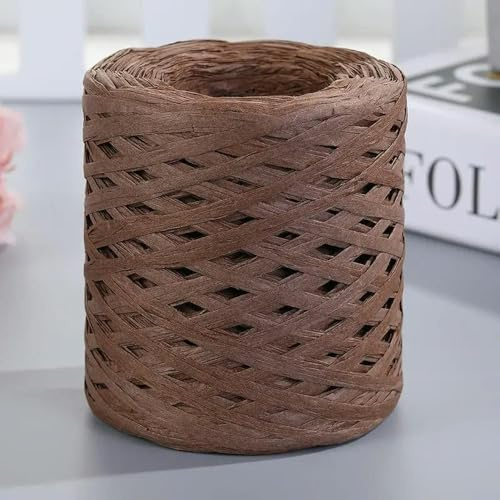 GUOZIF 1 Pieza 200 m Hilo de Paja de Rafia para Tejer, Crochet, Papel, Sombrero de Verano, Bolso de Playa, etc.