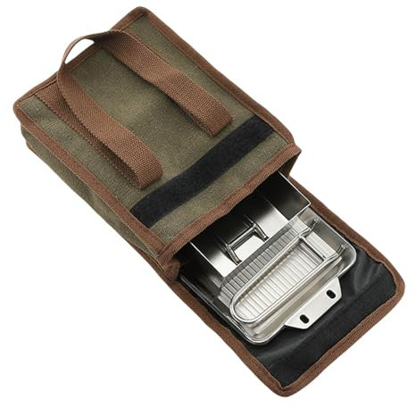 Poêle à rôtir portable en acier inoxydable avec poignée pliable pour camping, randonnée