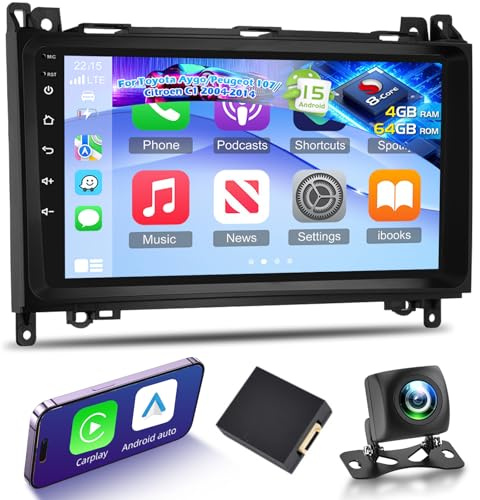 8 Núcleos Qualcomm 4G+64G Radio de Coche para Mercedes Benz Sprinter W906 W169 W245 W639 Vito Viano con Pantalla Carplay y Android Auto, 9 Pulgadas Radio con WiFi/GPS/Bluetooth 5.1/DPS Hi-Res/FM RDS