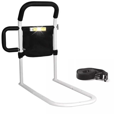 Ccarzzi Bed Rails for Elderly Adults Safety Bed Handle, Bed Assist Rail with Storage Bag, Night Light and Side Handle, for Elderly, Senior, Handicap