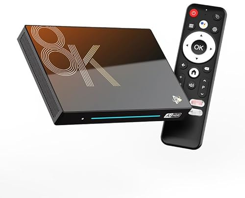 Android TV Box 14.0, Smart Box 8GB RAM 128GB RK35762.0Ghz Quad-Core CPU 8K WiFi 6 2.4G/5.8G Dual-WiFi AI-SR 3D HDR10+ 1000M Ethernet BT5.0 USB 2.0,4gb+32gb