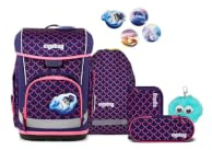 ergobag Schulranzen-Set cubo Light Bundle Set PerlentauchBär - Lila | extra leichter ergonomischer Schulranzen für die Schule mit nur 860 g im 6-teiligen Set aus der Kollektion AW25/26