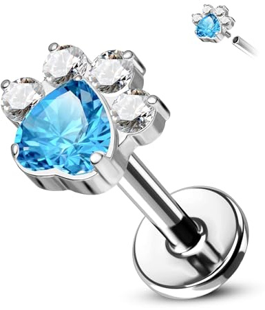 CM Crareesi Mania Titan Helix Stecker Pfote Conch Tragus Piercing Schmuck 16G 8mm Labret lippenpiercing Herz CZ Flachrücken Knorpel Ohrringe Stecker für Frauen Männer