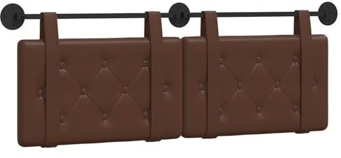 vidaXL Hängendes Kopfteil Braun Kunstleder, Elegantes modernes Kopfteil, rechteckiges Design, Wandmontage, gepolsterte Rückenlehne, minimalistisches Schlafzimmerdekor