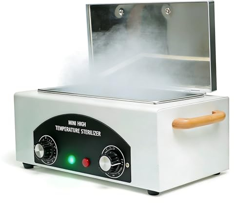 Heißluftsterilisator 1,5L 300W, Trockene Hitze Sterilisatoren für Nagelwerkzeuge 200°C mit Timer & Kontrollleuchte, Hochtemperatur Desinfektionsgerät für Metall Nagelwerkzeuge im Nagelstudio