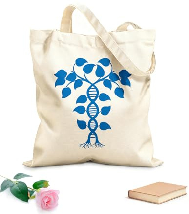 XIARON Borse da donna in calicò albero genealogico del DNA della vita genere a spirale biologia Tessuto spesso 340g/m² Pieghevole M Blu