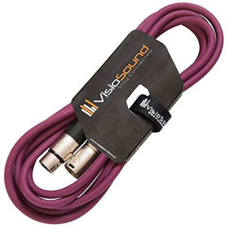 VisioSound Male to Female XLR Mic Lead/Balanced Microphone/Mic Patch Cable / 7 Colours 3m Purple