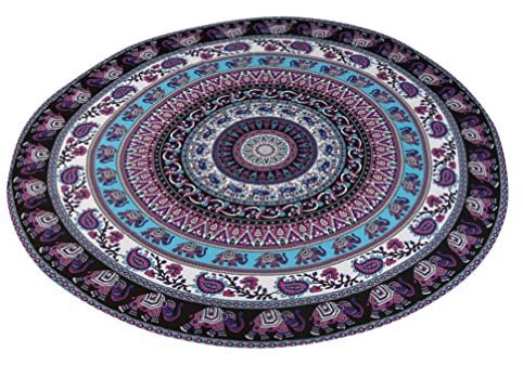 Kanpola Runde Strandtuch Mandala Handwerk Yogamatte Pool Handtuch Campingdecke Picknickdecke Strandlaken Yogamatte (Mehrfarbig, 150cm)