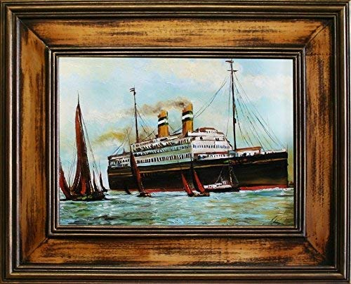 JVmoebel Gemälde Hafen Handarbeit Ölbild Bild Ölbilder Schiffe Rahmen Bilder G06270